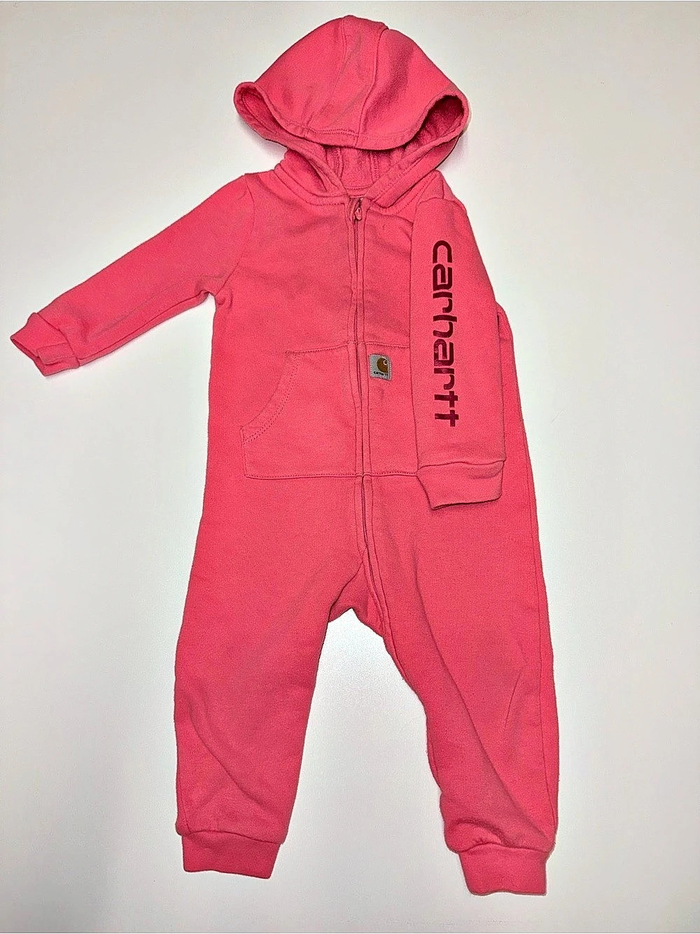 Carhartt Infant Girls' Long Sleeve Fleece Zip-Front Hooded Coverall Fleece